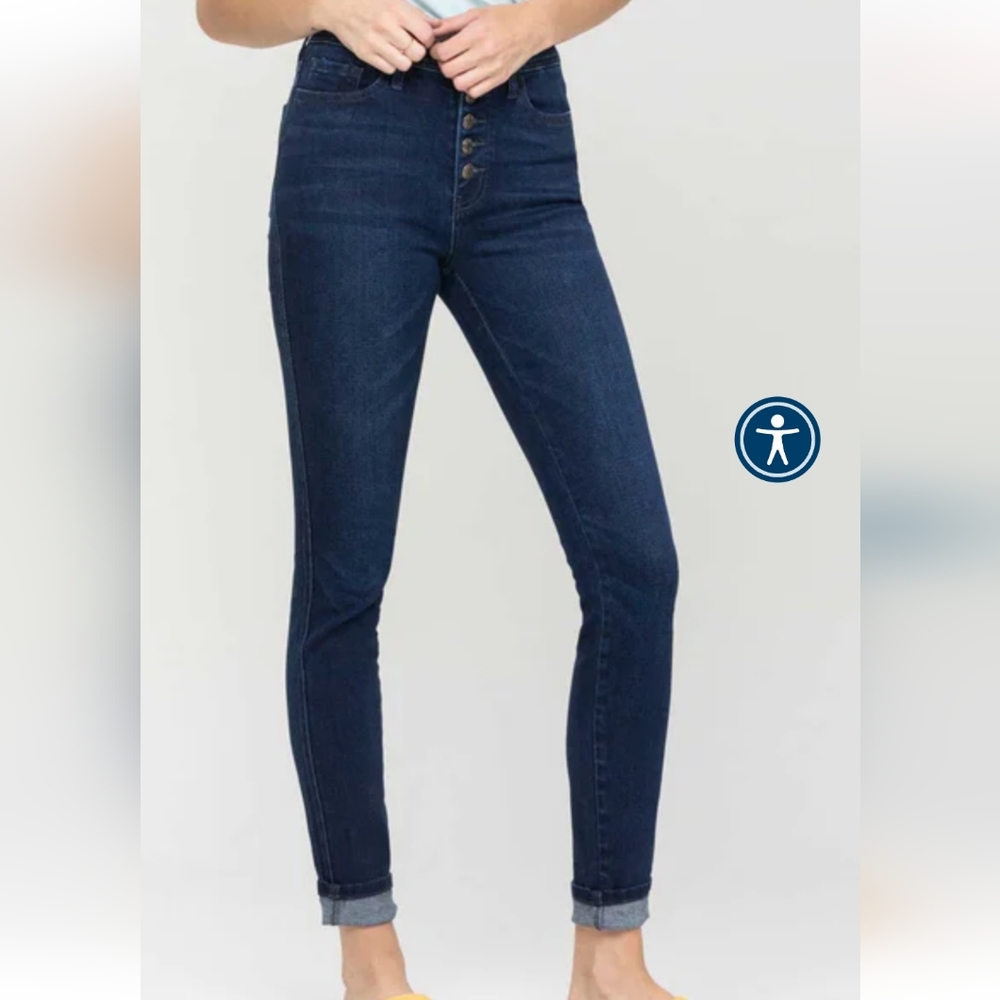 💐Vervet by Flying Monkey High Rise Button Up Cuffed Ankle Skinny Jeans!
